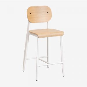 Tabouret Haut en Placage Chêne (67 cm) Et SKLUM Blanc Gardenia