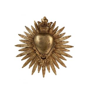 Emde Déco murale ex-voto coeur plumes doré 24.7x25.3cm