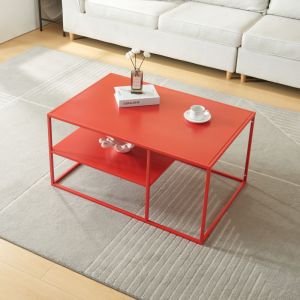 Table basse Solund du Salon Rectangulaire 45 x 90 x 60 cm rouge [en.casa] rouge