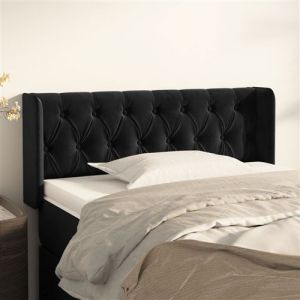 VidaXL Tête de Lit avec Oreilles Meuble de Chambre à Coucher Accessoire de Lit Simple Tête de Cadre de Lit Intérieur Noir 93x16x78/88 cm Velours