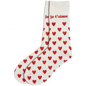 Sud trading Chaussettes Paire de chaussettes paillet&eacute;es je t'aime - Couleur 36 / 41 - Taille Blanc