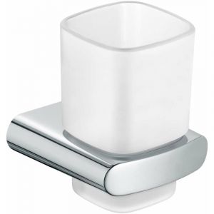 Keuco Elegance - Gobelet brosse à dent et dentifrice avec support, verre dépoli/chrome 11650019000