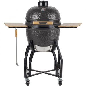 Barbecue &agrave; Charbon Kamado Gris C&eacute;ramique &Oslash; 56cm 22 pouces Grill Ext&eacute;rieur 122.1 x 69.6 x 117.4cm INTEC