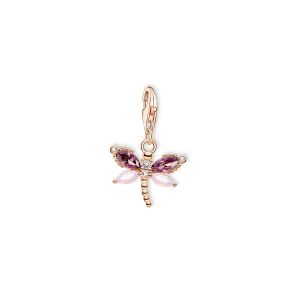 Thomas Sabo Pendentif Charm libellule or rose Argent sterling 925, dor&eacute; or rose 18 carats Rose