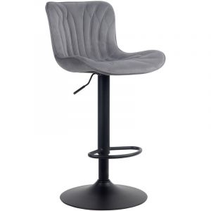 CLP Tabouret de bar ajustable pivotant velours Gris foncé