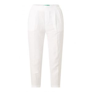 Benetton Pantalon Cropped 100% Lin, taille L, Blanc, Femme