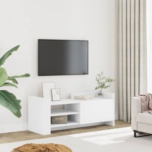VidaXL Meuble TV Blanc 100x35x40 cm Bois d'ingénierie, support TV, buffet TV, meuble multimédia, banc TV, armoire hifi, centre de divertissement
