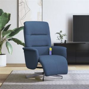 VidaXL Fauteuil de massage, relaxation avec repose-pieds tissu bleu
