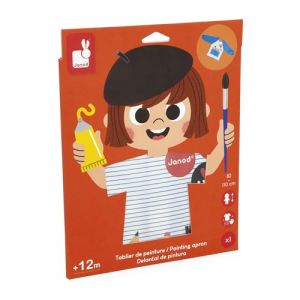 Janod Tablier de Peinture Enfant dès 18 Mois - Taille 82 à 110 cm - Manches Longues - Tablier de Protection Idéal Peinture, Loisirs Créatifs, Activités manuelles - Imperméable - J07404