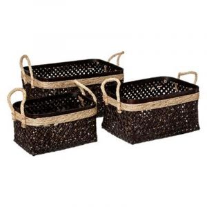 Image de Lot de 3 Paniers de Rangement "Corde" 39cm Marron Prix