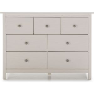 Commode 7 tiroirs en pin massif blanc 110 cm - Elton - Blanc