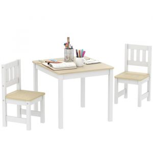 Table enfant avec 2 chaises - AIYAPLAY - pour dessiner, jouer, étudier - MDF - 56x52x48cm - bois naturel