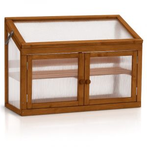 Frankystar - Kinto - Mini serre 90x70x37 cm pour int&eacute;rieur et ext&eacute;rieur Porte-plantes en bois d'&eacute;pic&eacute;a et polycarbonate