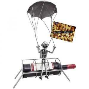 Brubaker Porte-Bouteille de vin - Parachutiste - M&eacute;tal - Carte de v&oelig;ux Incluse - Id&eacute;e Cadeau Originale - Objet d&eacute;coratif