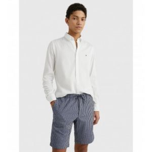 Tommy Hilfiger Pour homme. Chemise TH Flex en popeline rati?re blanche