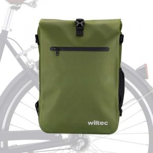 wiltec Sacoche sac à dos étanche pour porte-bagages olive – capacité de 25 l – en 600D tpu – avec compartiment pour ordinateur portable – pour vélos et