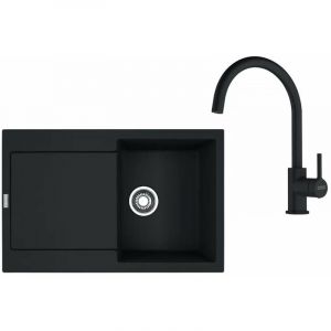 Franke Colonnes - Set de cuisine G276MČ, évier en fragranit mrg 611 + robinet fn 6018.901, noir mat 114.0700.794