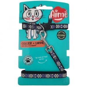 Aimé Kit collier & Laisse - Reflechissant Violet pour Chat