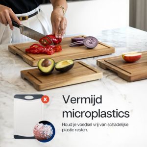 Deleca 3-Piece Cutting Board Set with Holder (40x30 / 33x24 / 26x18 cm) - Pour la cuisine, planches à découper, planches de service, planches à fromage, planches à boire et planches à tapas - Planche à découper en bois d'acacia