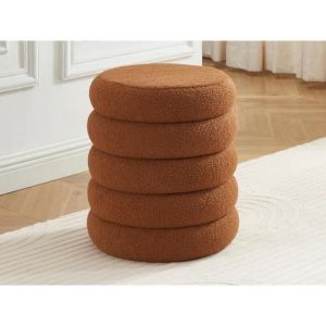 Pouf en tissu bouclette terracotta ECAMBI