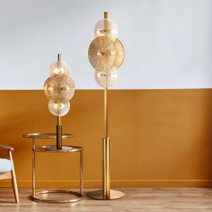 Searchlight Lampadaire sur pied 6L Bronze et verre claire et ambr&eacute; Hauteur 151cm