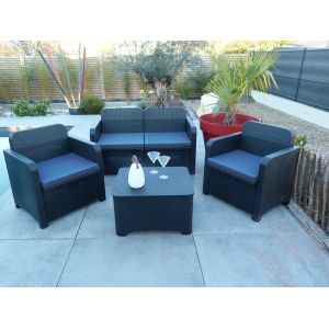 Assise pour salon bas tress&eacute;e 57x50x5CM gris perle