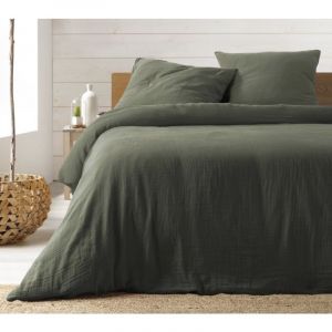 Parure De Lit En Gaze De Coton 240x260cm - Plusieurs Coloris - Kaki |Homeflair