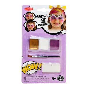 Image de Goodmark 02070803 – Kit de maquillage licorne 3 x 2 g, dans les couleurs or, blanc et violet, éponge et pinceau, licorne, princesse, maquillage, déguisement, carnaval, Halloween, fête à thème