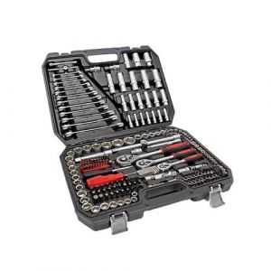 Hobby Tech Coffret de douilles 1-4-, 3-8-, 1-2- Mallette multi-outils de 215 pi&egrave;ces Chrome Vanadium
