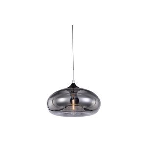 Miliboo Suspension design verre soufflé transparent noir MISTIC