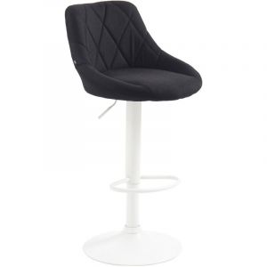 CLP Tabouret de bar Lazio en Tissu Hauteur réglable siège pivotant, Noir /Blanc