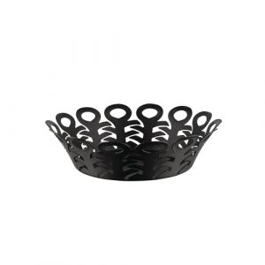 Alessi BM21/21 B - Design Corbeille Ajour&eacute;e, en Acier Color&eacute; avec R&eacute;sine &Eacute;poxy, Diam&egrave;tre 22 cm, Noir