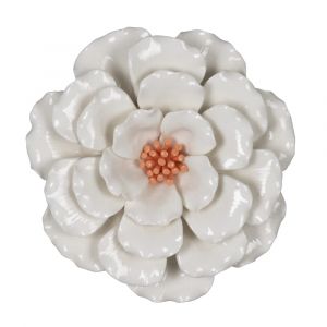 Emde Déco murale fleur céramique blanc orange 20.5cm