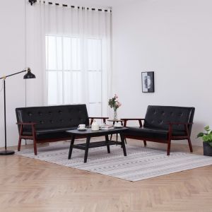 Image de VidaXL Ensemble de Canapés Noir Similicuir 2 pcs Modèle 2