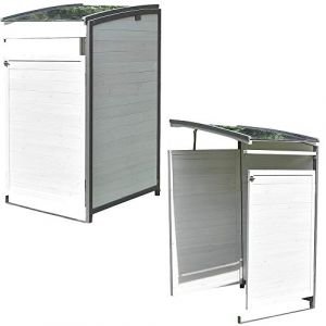 Boîte poubelle Boîte d'extension 120 litres en bois anthracite/blanc 68 x 68 x 127 cm, y compris paroi arrière - Melko