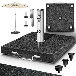 Tillvex Pied de parasol en granit avec roulettes et poignée de transport, anthracite - 27 kg carré Pied de parasol avec tube en acier inoxydable Pied