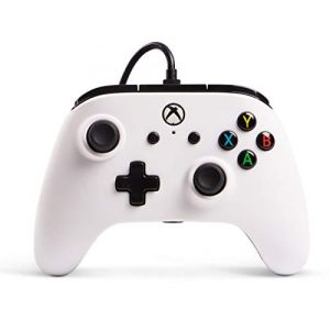 PowerA Manette filaire sous licence officielle pour Xbox One, Xbox One S, Xbox One X, Windows 10 - Blanc