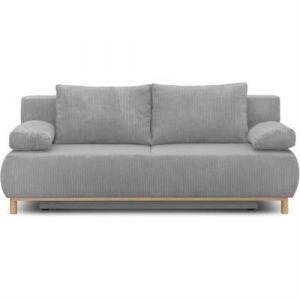 Banquette con ible 3 places MIKA Velours côtelé clair Coffre de rangement L 192 H 8