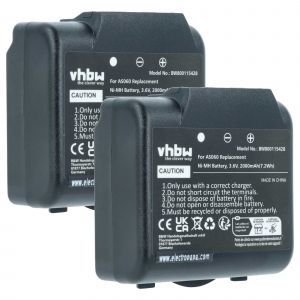 Vhbw 2x Batterie remplacement pour IMET AS060, AS083 pour op&eacute;rateur t&eacute;l&eacute;commande industrielle (2000mAh, 3,6V, NiMH)