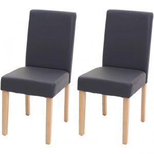 D&eacute;coshop26 Lot de 2 chaises de salle &agrave; manger simili-cuir gris mat pieds clairs CDS04458