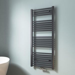 Image de S&egrave;che-serviette eau chaude, Radiateur s&egrave;che-serviettes raccordement central Anthracite 120x50cm 541 Watts - Emke