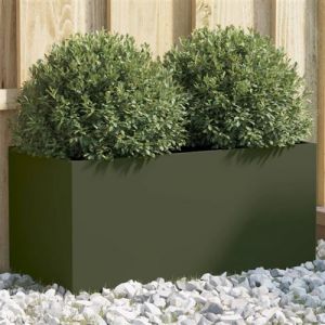 VidaXL Jardinière vert olive 62x30x29 cm acier laminé à froid