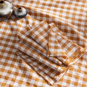 Blanc Cerise Lot de 2 serviettes de table en chanvre et coton 45x45cm Curcuma