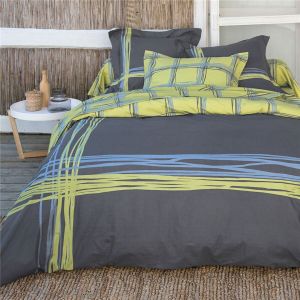 Housse de couette imprimé lignes et carreaux - Multicolore