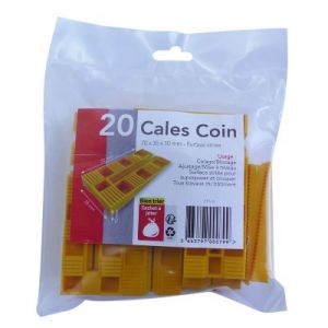 Lot de 20 cales coin jaune - Dimensions (mm) : 70x35x10 -