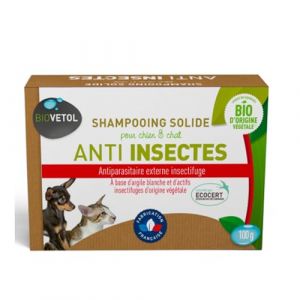 Biovetol Shampoing solide Bio anti-insectes chien et chat 100g