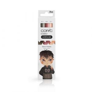 Copic Ciao LAYER & MIX « Warm Palette », Set de marqueurs de 3 couleurs différentes, marqueur de mise en page avec une pointe moyenne et une pointe de brosse.