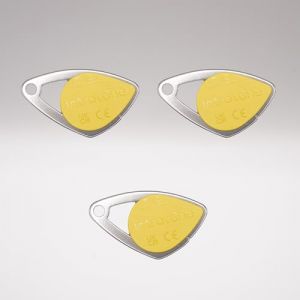 Lot de 3 badges électroniques Intratone Jaune - Badges Mifare en inox 08-0105 + 1 porte-clés Domobip