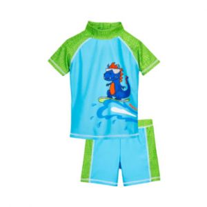 Playshoes Maillot de bain enfant 2 pièces anti-UV dinosaure bleu vert - Taille 86/92