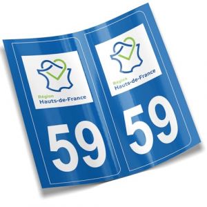 2 autocollants stickers plaque immatriculation voiture départements France